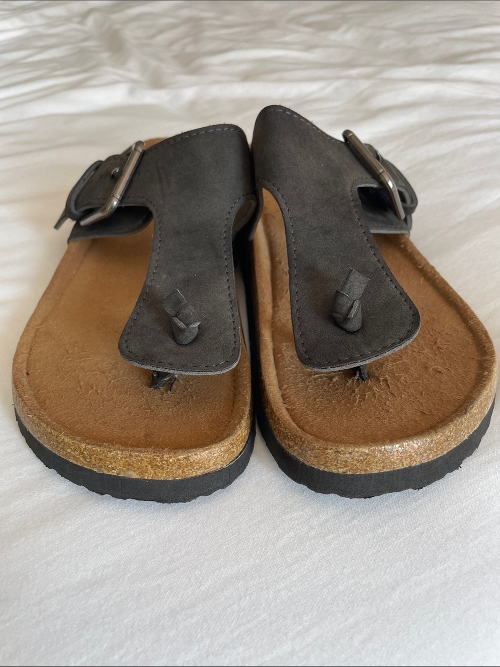 Gray Suede Buckle Thong Sandals-Soft! One of your best purchases on Poshmark! - Picture 2 of 6